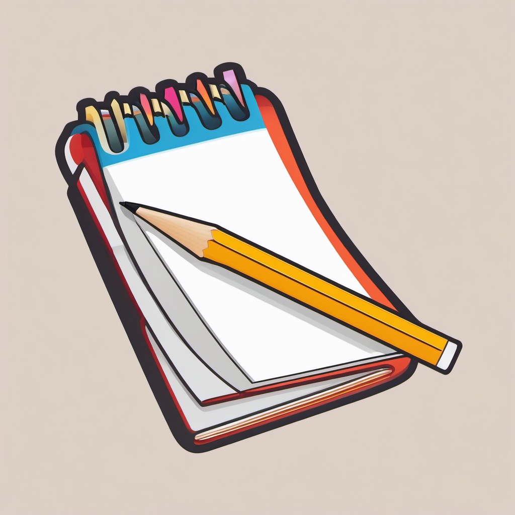 Pencil and notepad icon - Pencil and notepad icon for writing and notes,  color clipart, vector art