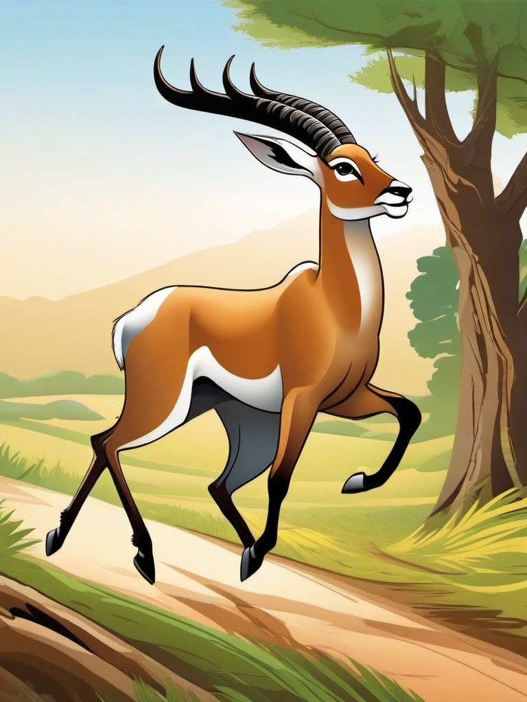 Gazelle cartoon - Gazelle sprinting away from danger  