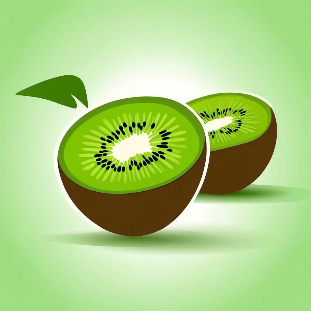 Kiwi Clipart - Green kiwi fruit with a unique texture.  color vector clipart, minimal style