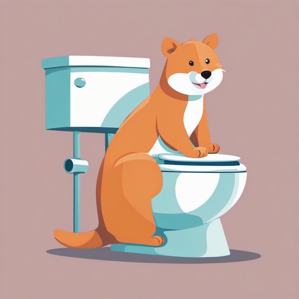 Toilet clipart - cute animal sitting on a toilet  color,minimalist,vector clipart