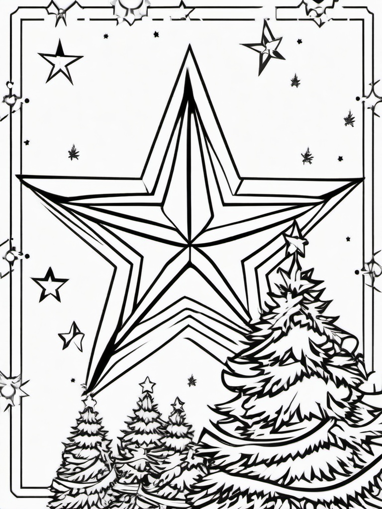 Star Coloring Pages - Shining Star on the Christmas Tree  minimal black outline printable sheet, coloring page