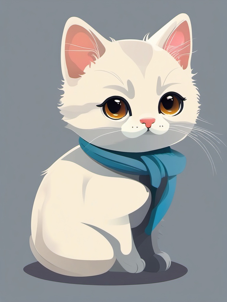 Clipart cute cat, An endearing and cute cat illustration.  simple, 2d flat