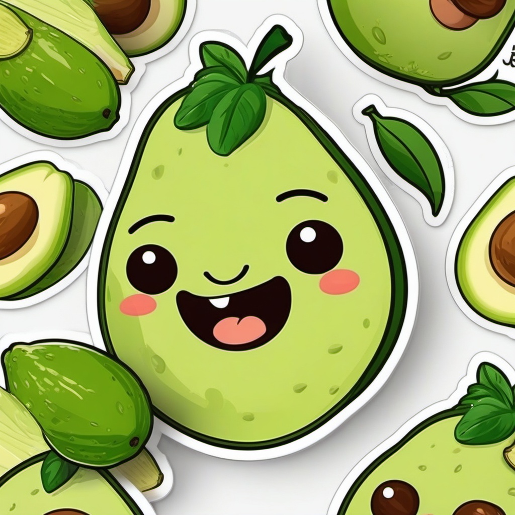 Happy Avocado sticker- Adorable Guacamole Joy, , color sticker vector art