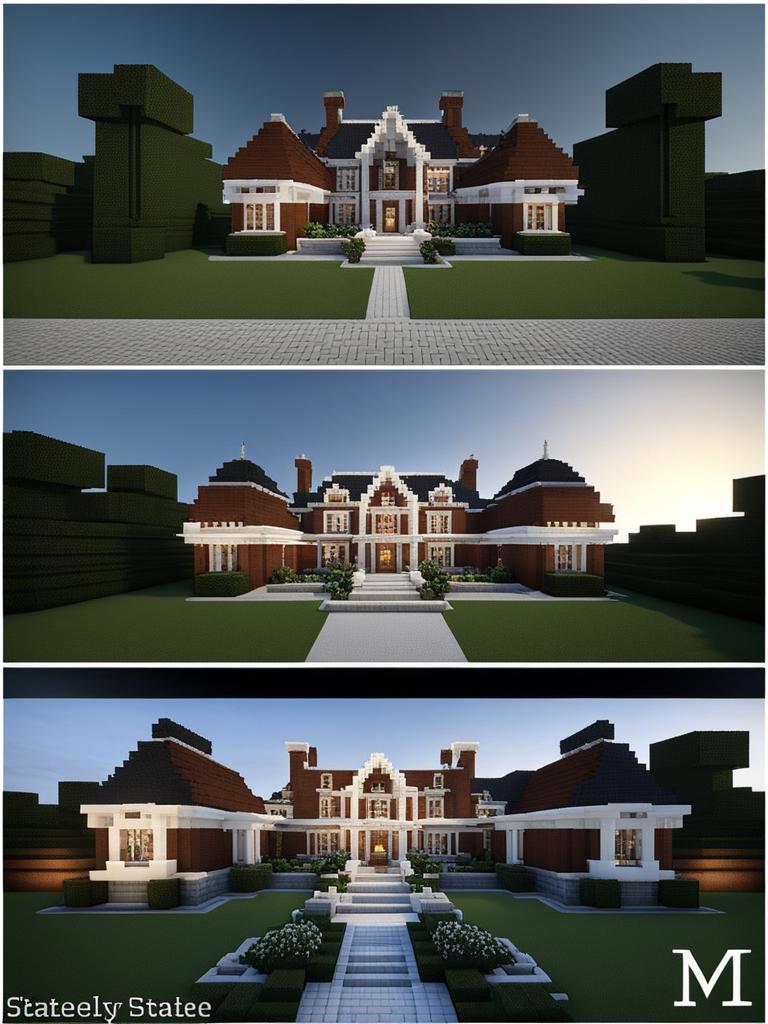 stately brick manor with regal architecture - minecraft house design ideas minecraft block style