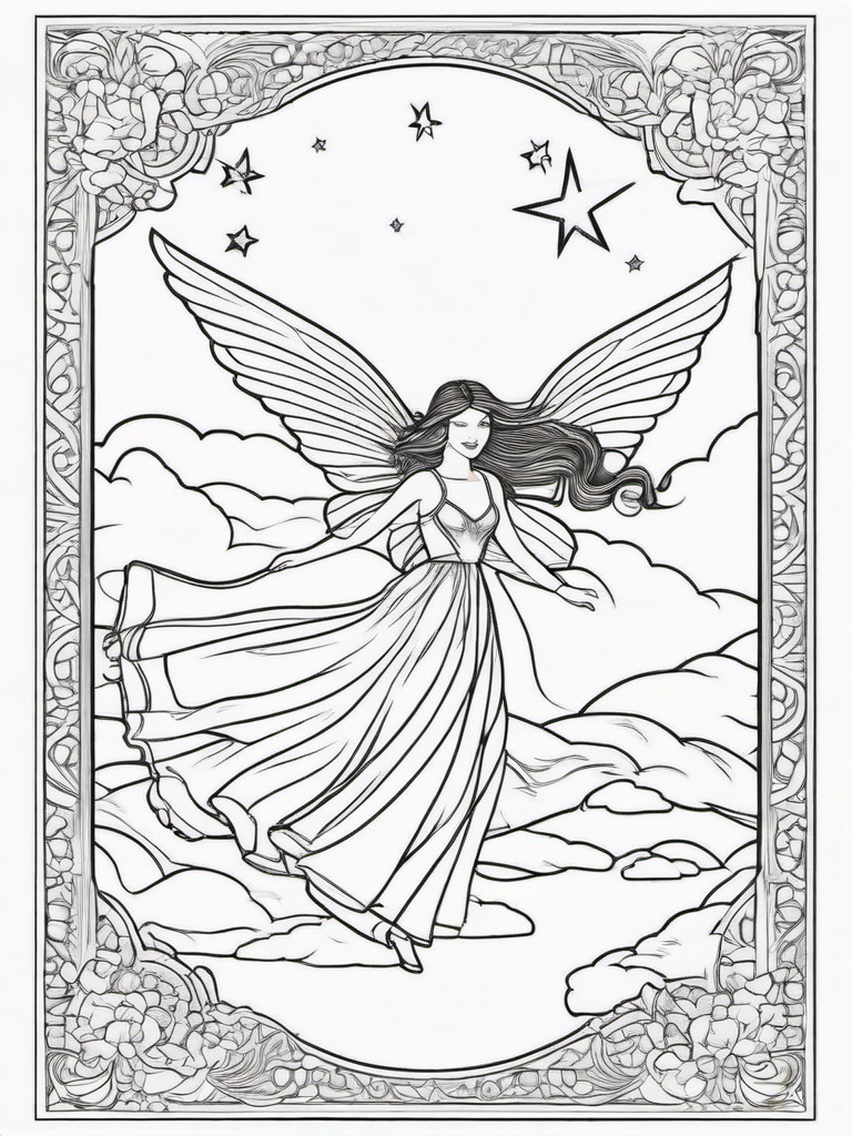 Fairy on a Magic Carpet Coloring Pages - Fairy Soaring Through the Skies on a Carpet  minimal black outline printable sheet, coloring page