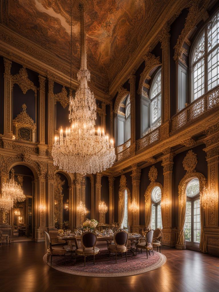 experience the grandeur of a rococo palace, with lavish decorations and opulent chandeliers. 