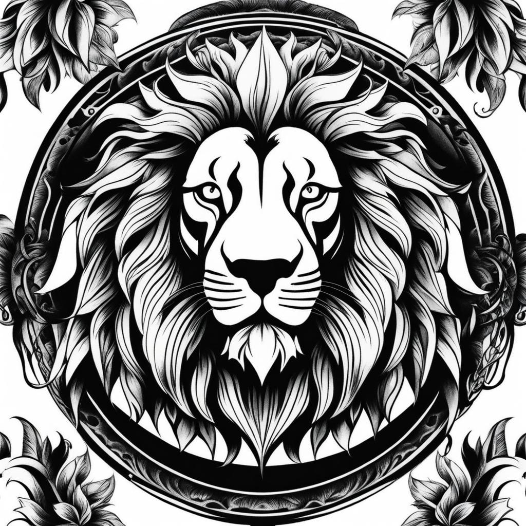 majestic lion tattoo design symbolizing strength, courage, and leadership. 