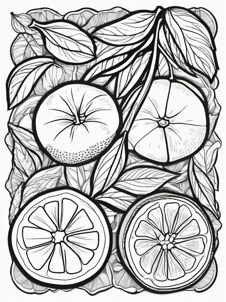 Fruit Coloring Pages - Clementines with segments  simple coloring pages