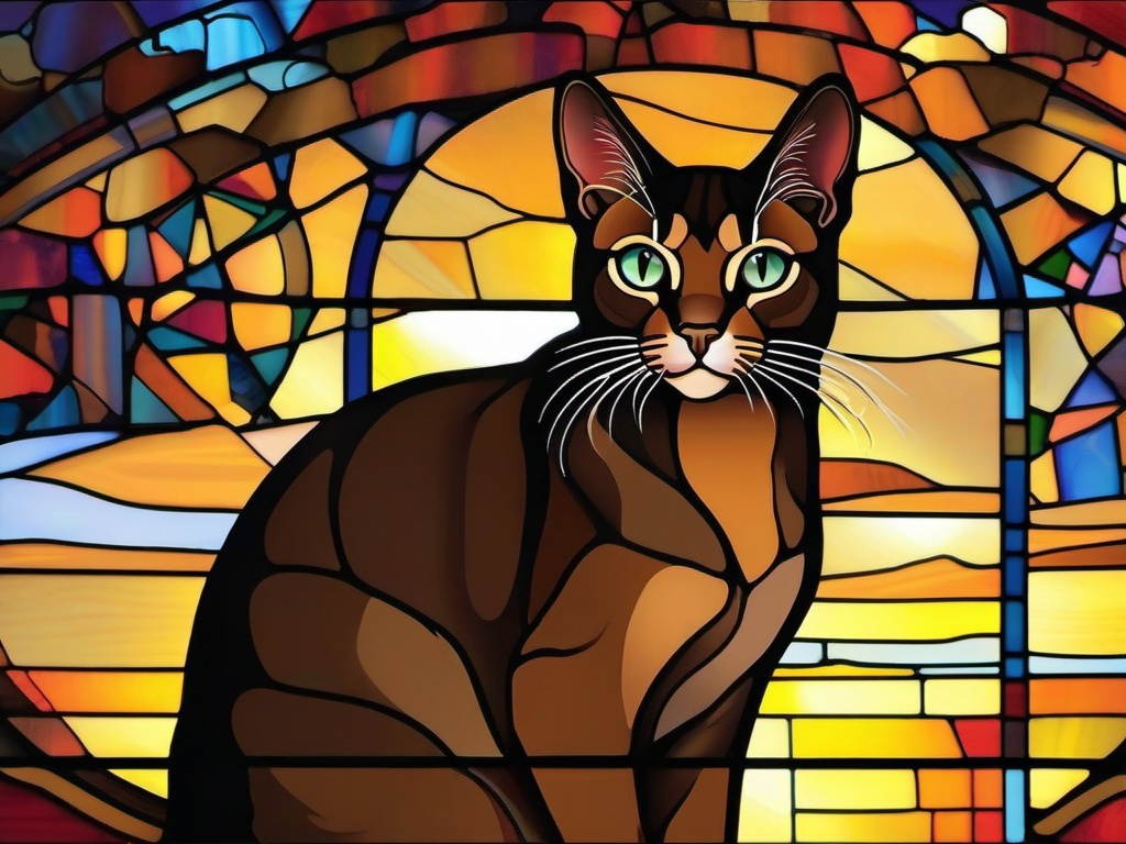 Stained Glass Abyssinian Cat - Abyssinian cat with sleek coat  