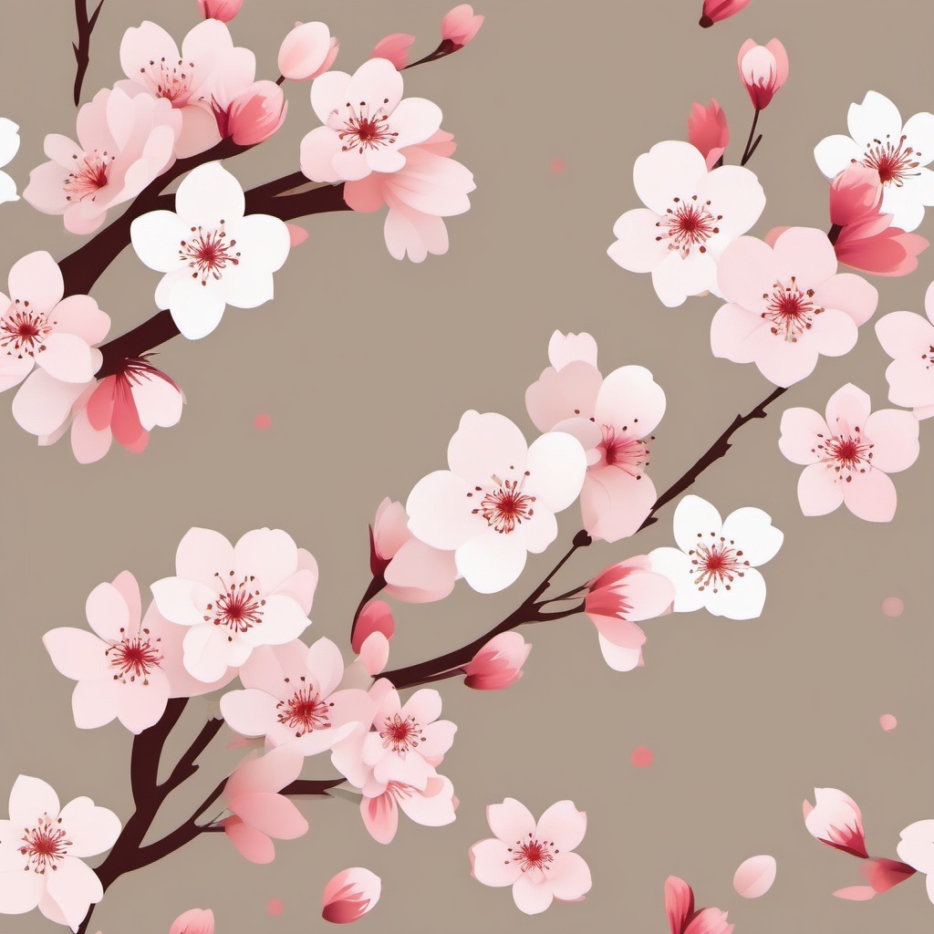 Cherry Blossom Clip Art - Delicate cherry blossoms in spring,  color vector clipart, minimal style