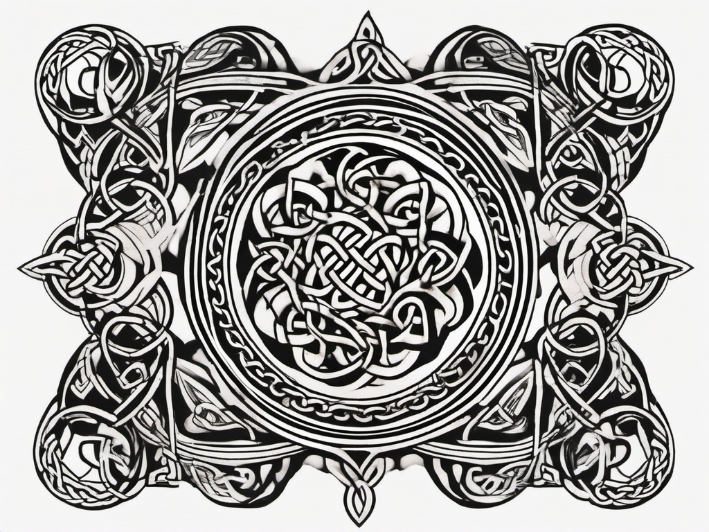 celtic tattoo art  simple color tattoo,minimal,white background