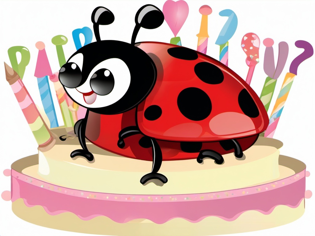 Ladybug clipart - ladybug celebrating a birthday  