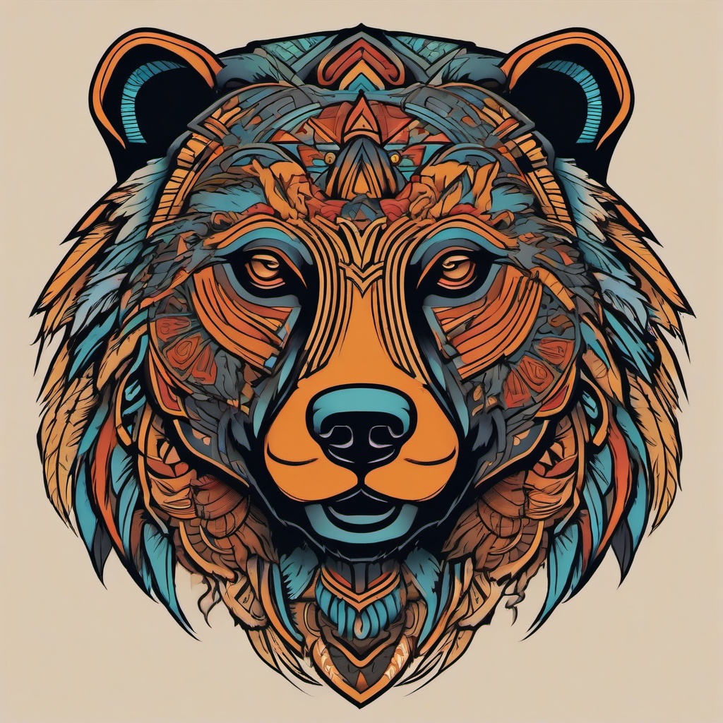 aztec bear tattoo  simple vector color tattoo