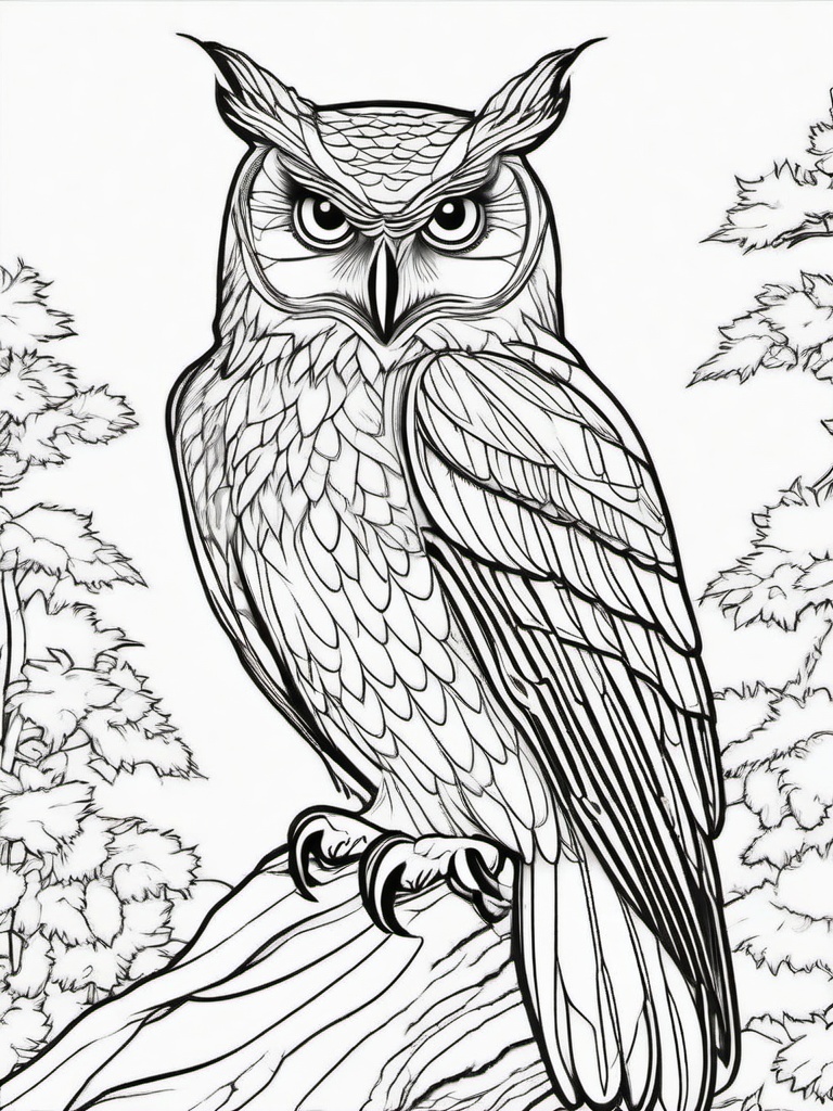 Owl Coloring Pages - Owl standing proudly with a wise expression  simple coloring pages