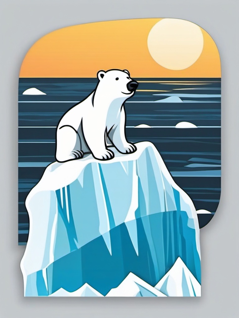 Polar Bear on Iceberg Emoji Sticker - Arctic guardian navigating icy waters, , sticker vector art, minimalist design