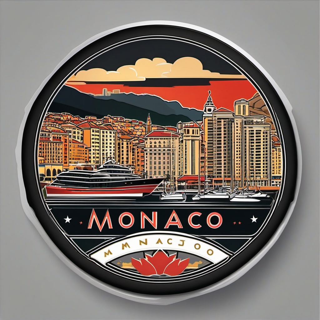 Monaco Harbor sticker- Exclusive harbor in the principality of Monaco, , sticker vector art, minimalist design