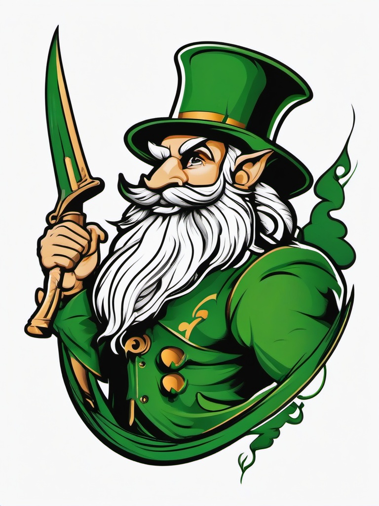 fighting irish leprechaun tattoo  simple color tattoo,minimal,white background