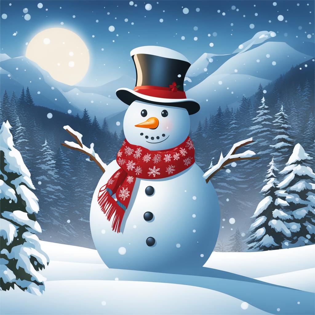 snowman clipart in a snowy wonderland - embodying the charm of winter. 