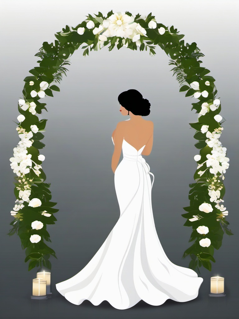 Bride clipart - Beautiful bride in a wedding gown, ,vector color clipart,minimal