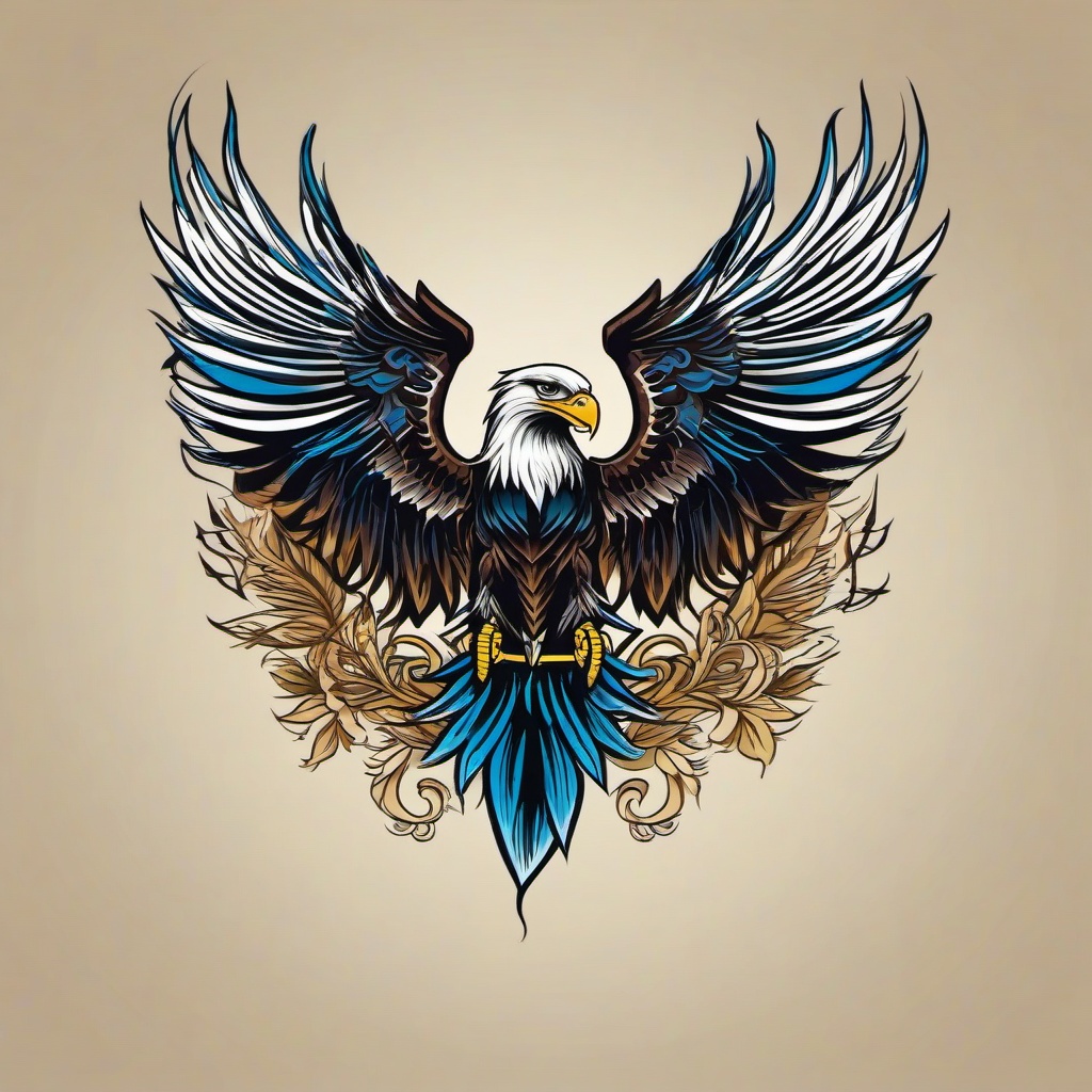 eagle skeleton tattoo  simple vector color tattoo