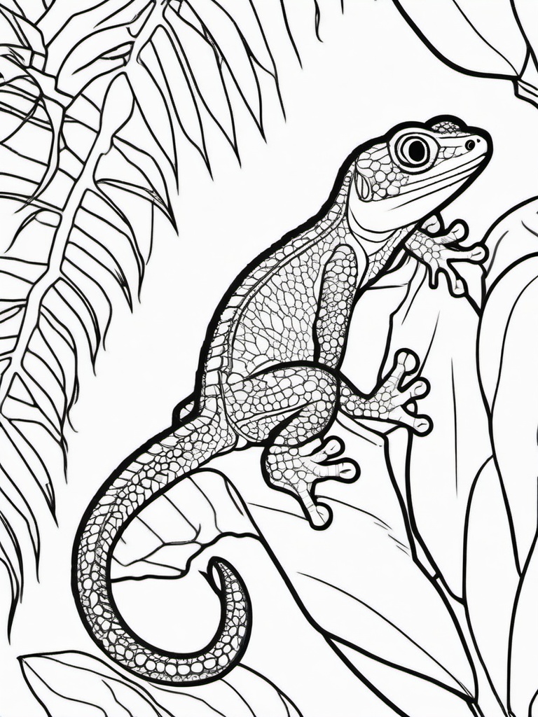 Gecko Coloring Page - Tiny Climbing Reptile  black outline printable coloring page