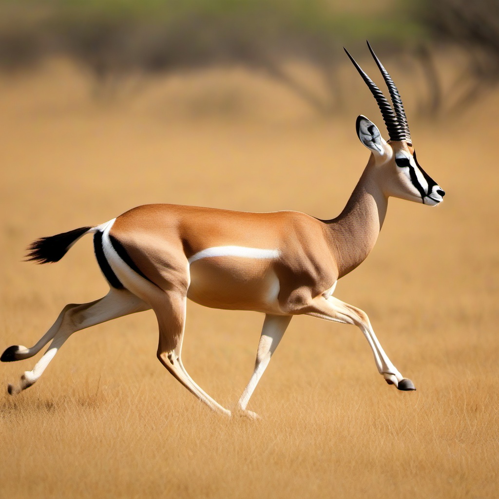 Gazelle Clipart - Gazelle sprinting across the African savannah , minimal, 2d