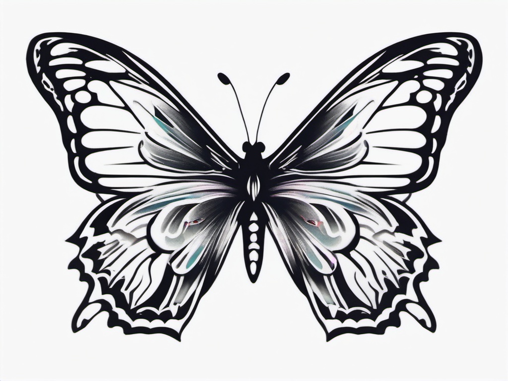 butterfly lupus tattoo  simple color tattoo,white background,minimal