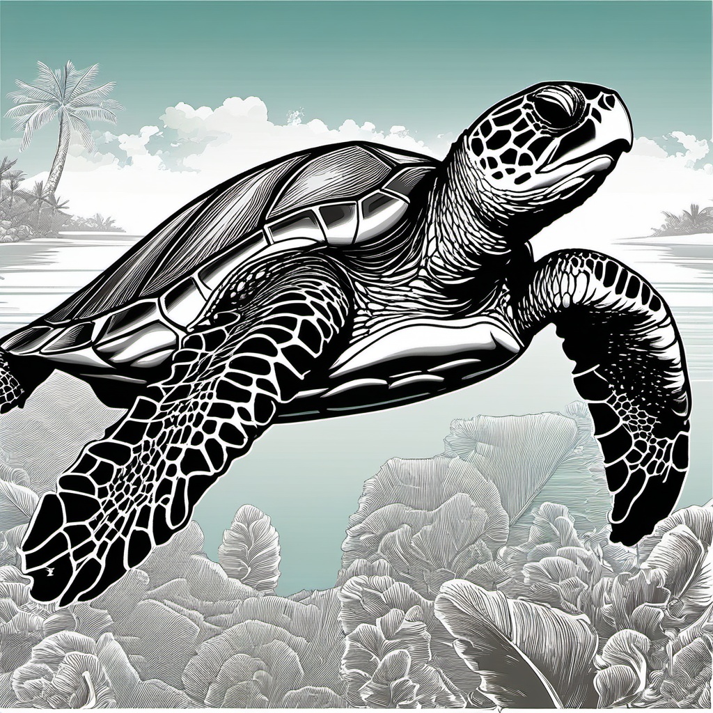 Sea Turtle clipart - sea turtle in a tropical sea  clipart