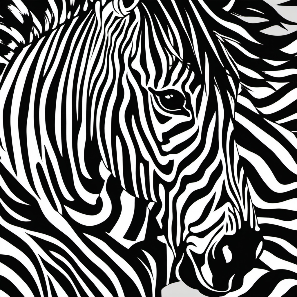 Zebra Clip Art - A zebra with bold black and white stripes,  color vector clipart, minimal style