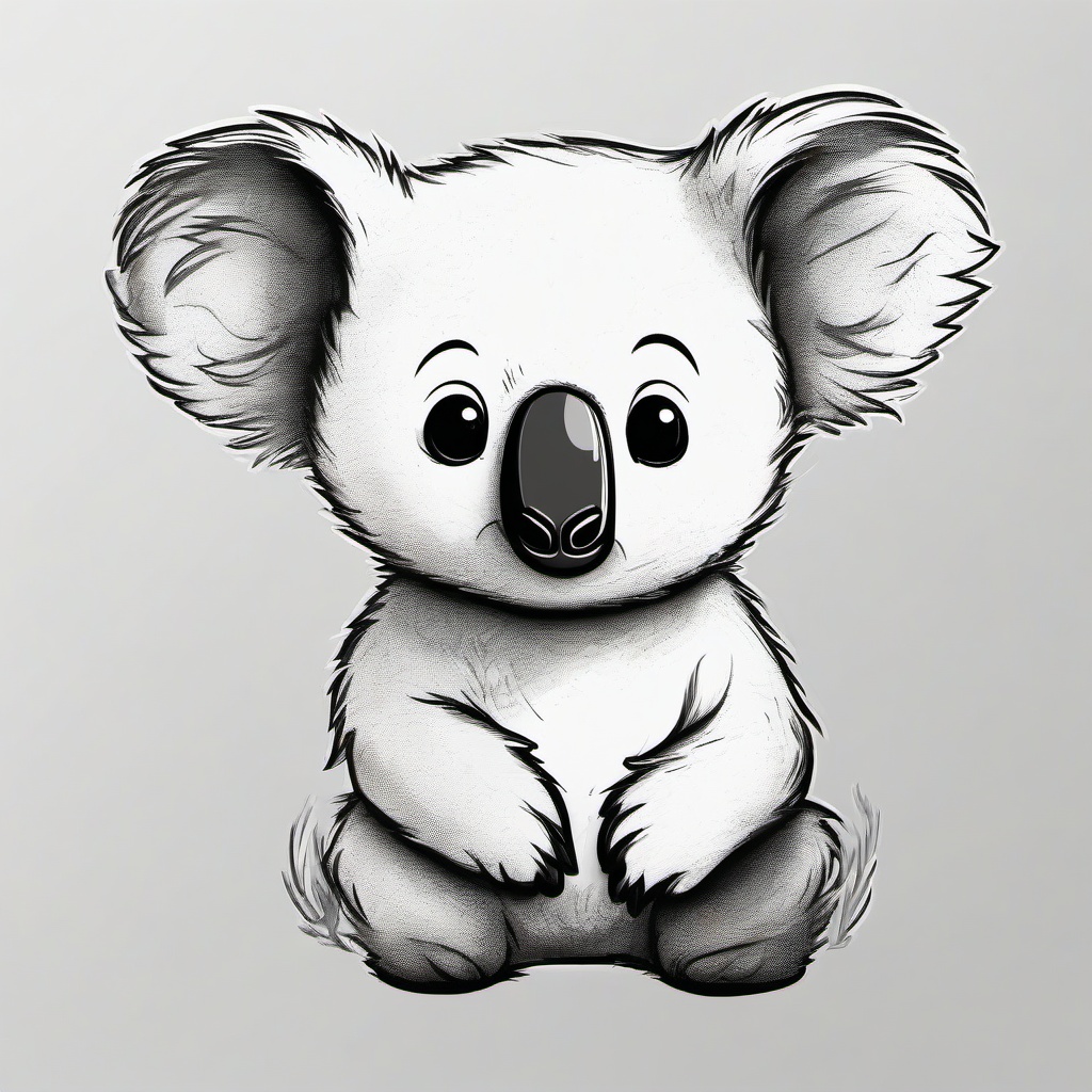 drawing of a cartoon koala  minimal rough sketch scribbles,doodles,black and white