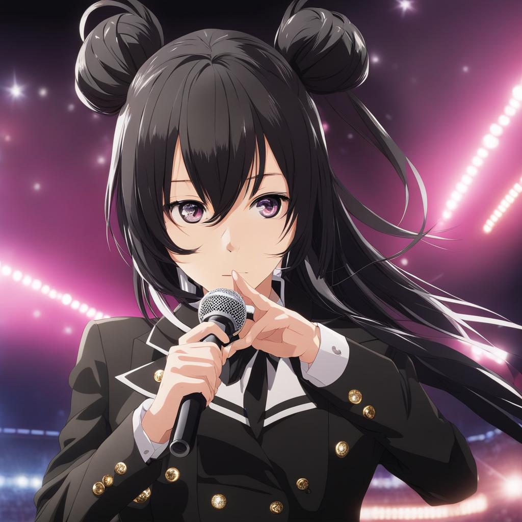 ritsu sakuma - commands the stage with electrifying idol performances in a massive arena. 