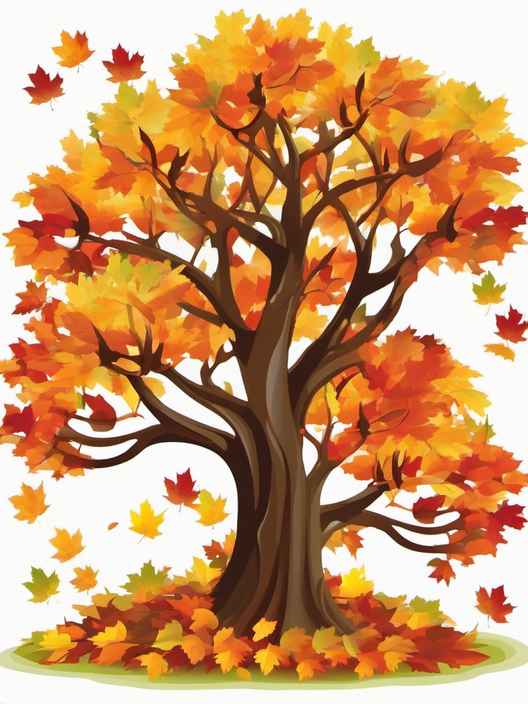 Tree clipart - tree with colorful autumn leaves  