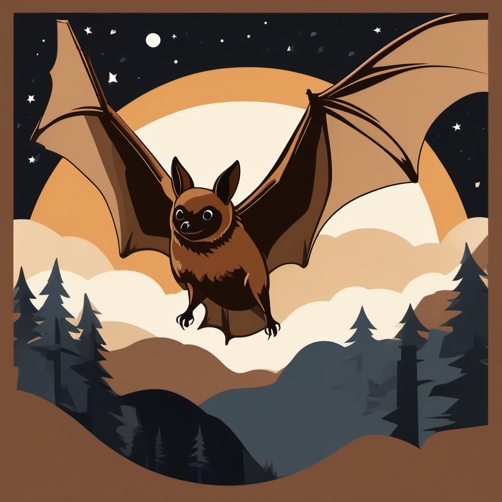 Big Brown Bat Clip Art - A big brown bat in flight,  color vector clipart, minimal style