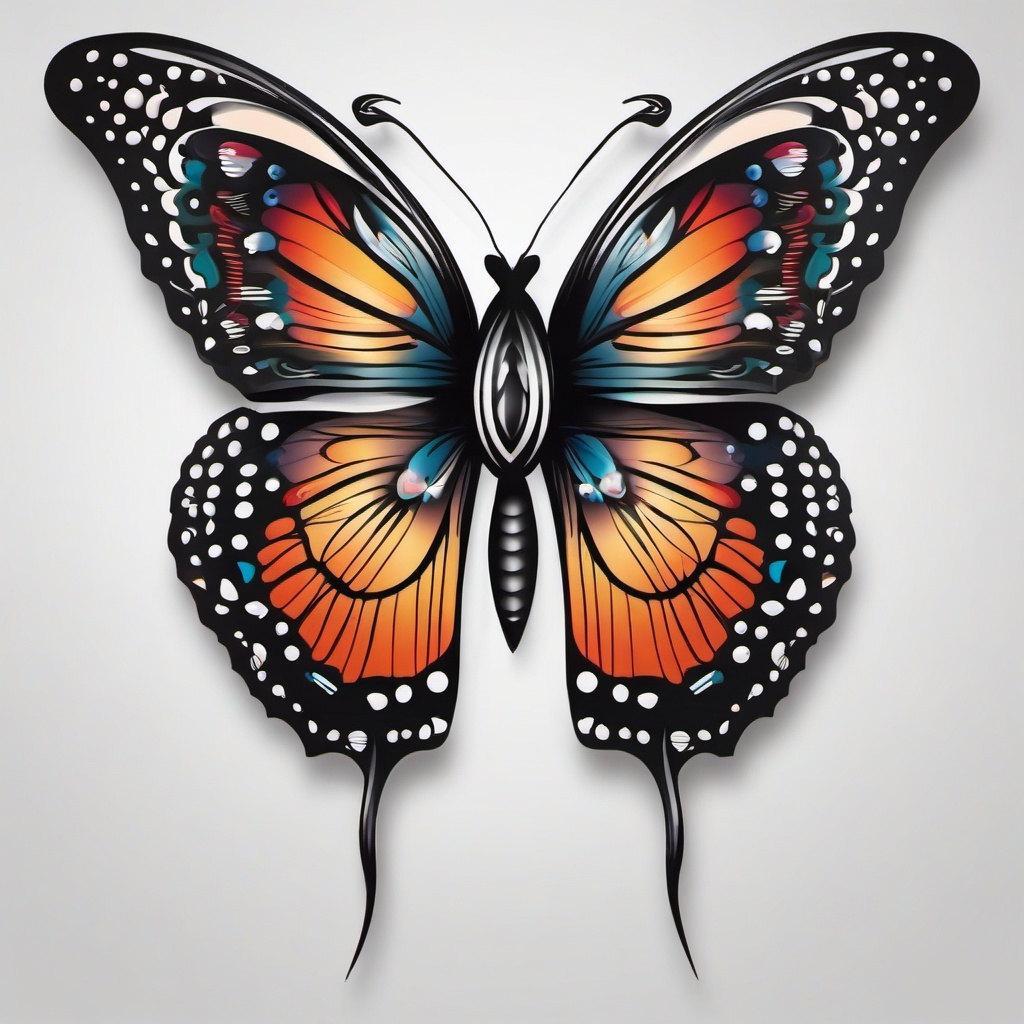 3d butterfly tattoos with names  simple color tattoo, minimal, white background