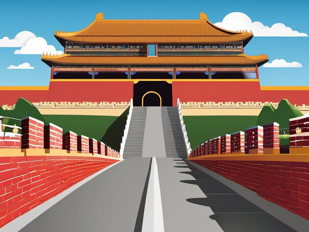 Beijing clipart - Great Wall of China and Forbidden City,  color vector clipart