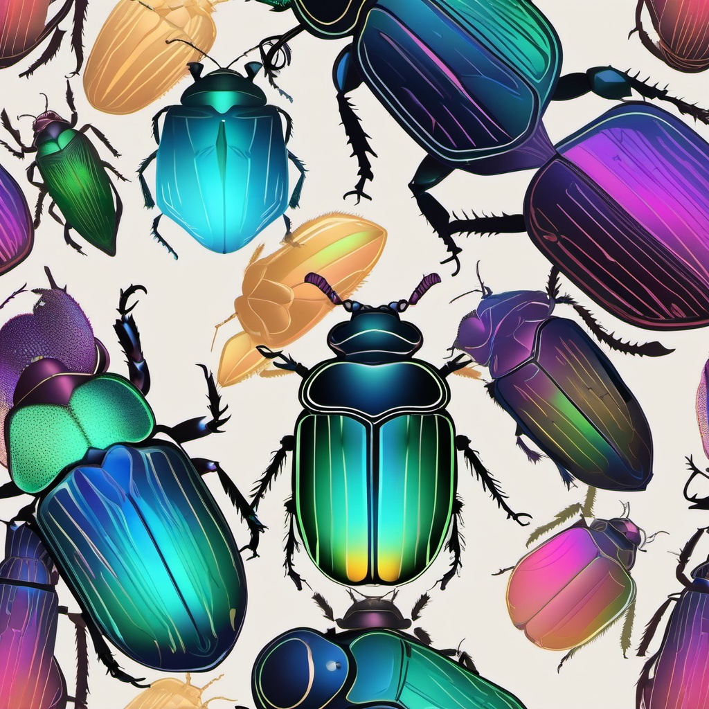 Scarab Beetle Clip Art - A scarab beetle with iridescent colors,  color vector clipart, minimal style