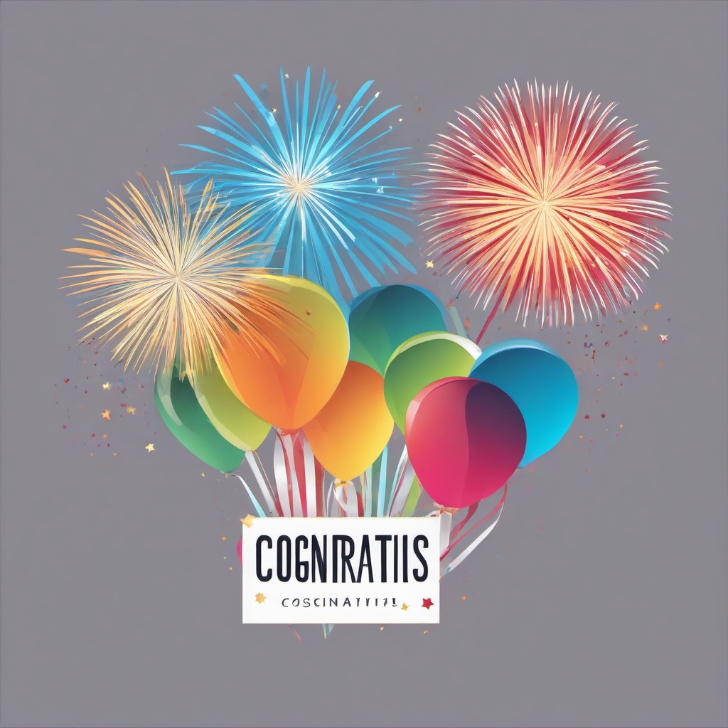 Congrats clipart - fireworks display with congratulations message  color,minimalist,vector clipart