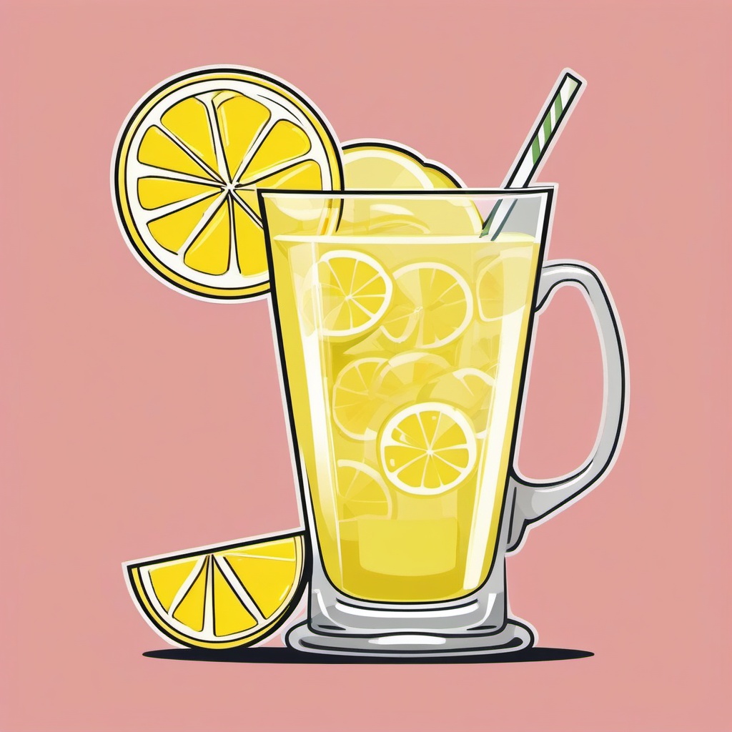 Lemonade Glass Clipart - A glass of refreshing lemonade with a lemon slice.  color vector clipart, minimal style