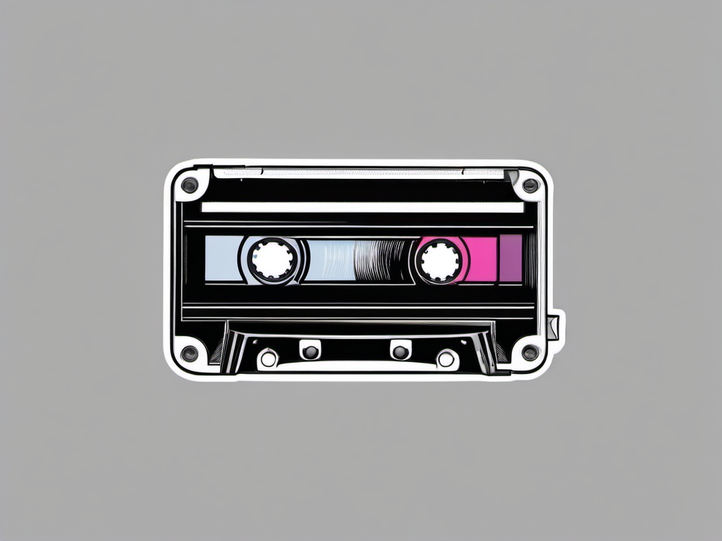 Cassette tape and pencil sticker- Rewind and rewind, , sticker vector art, minimalist design