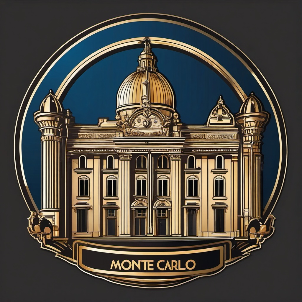 Monte Carlo Casino sticker- Famous casino in the heart of Monaco, , sticker vector art, minimalist design