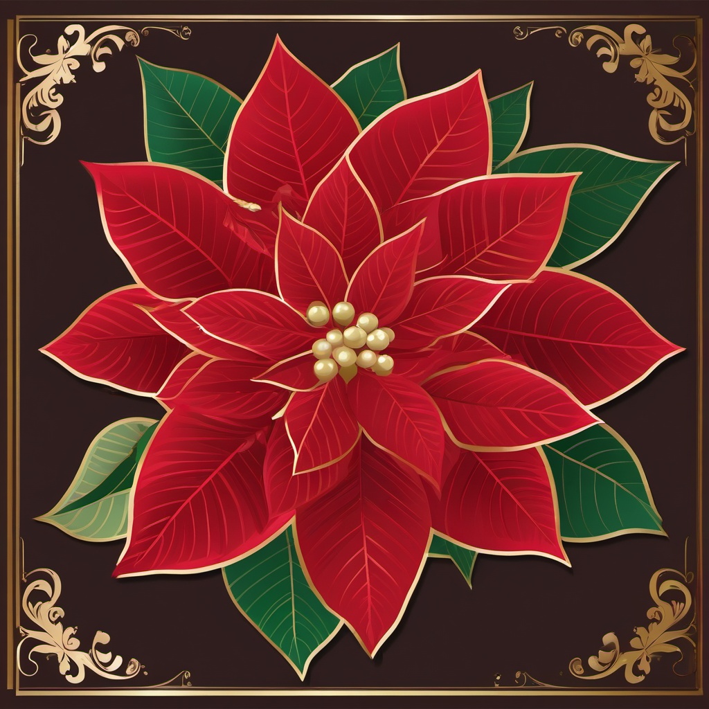 Poinsettia Clipart,Designing a festive holiday card with poinsettia clipart  simple, 2d flat