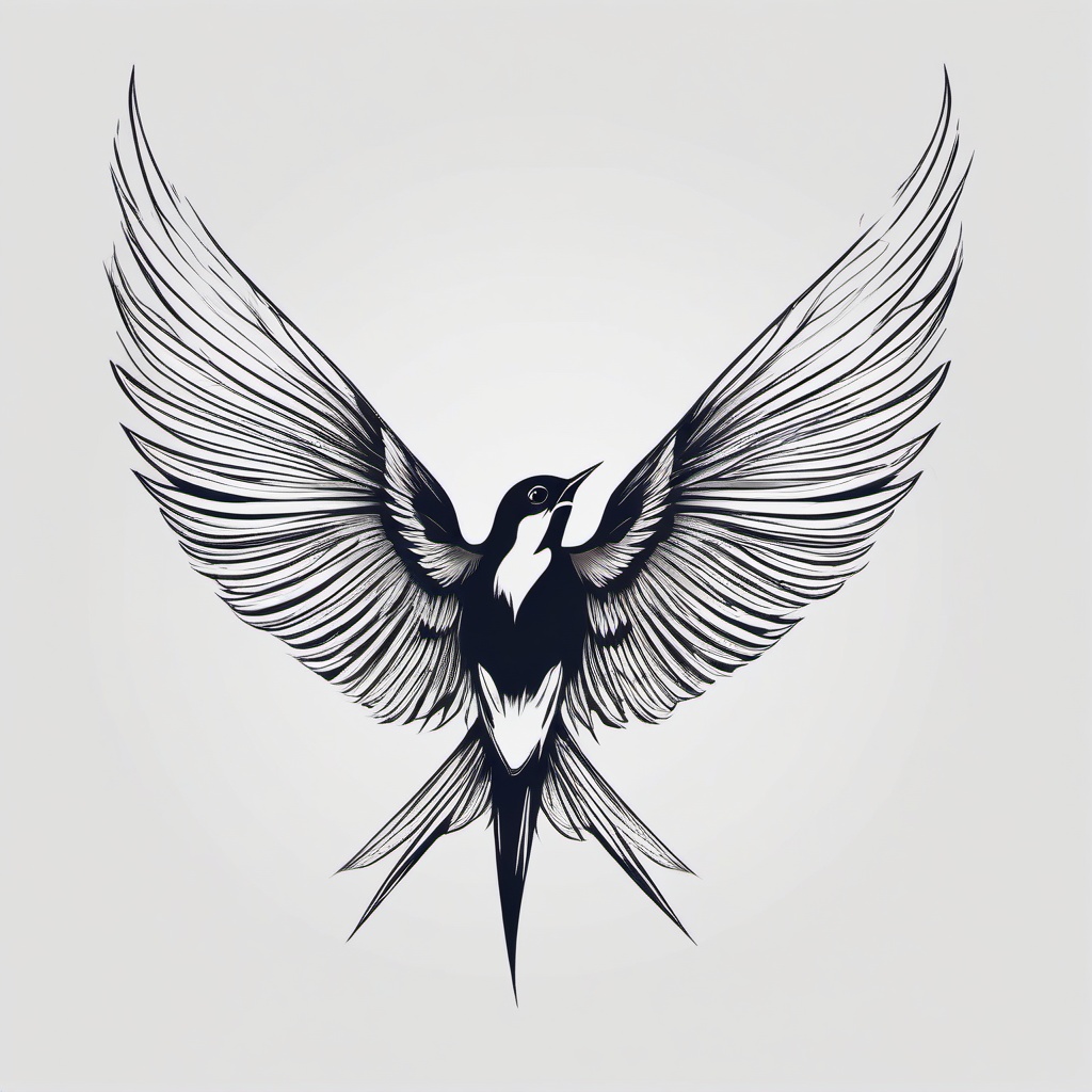 Swallow Tattoo - Represents freedom, hope, and loyalty  minimal tattoo design,white background