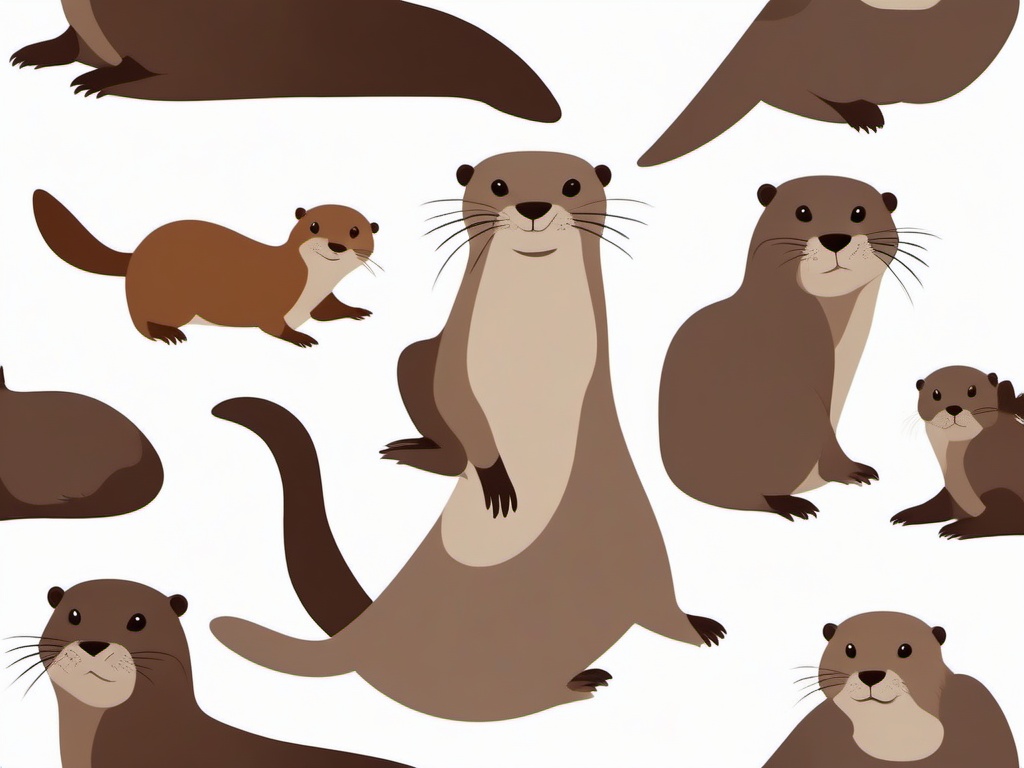 Otter cartoon  minimal, white background