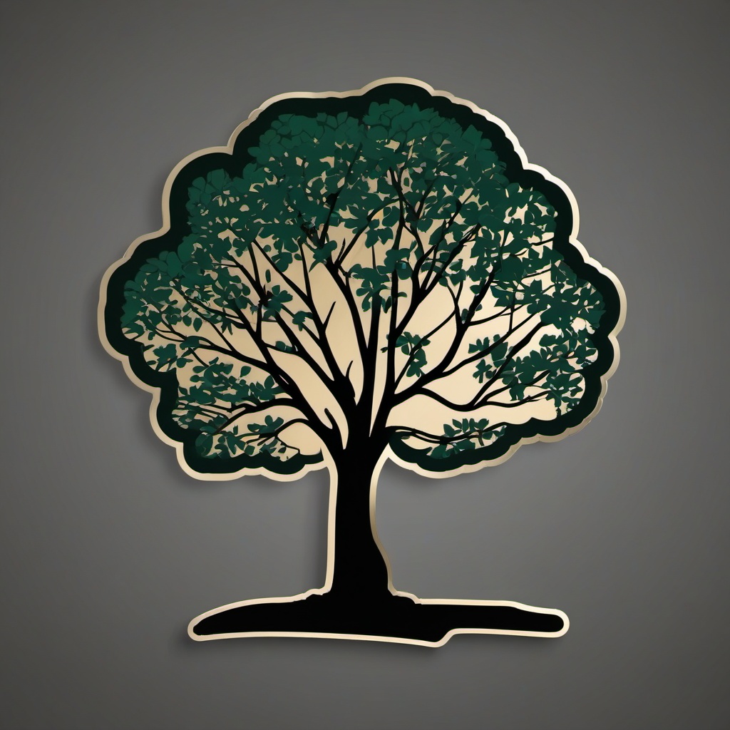 Tree Sticker - Simple tree silhouette, ,vector color sticker art,minimal