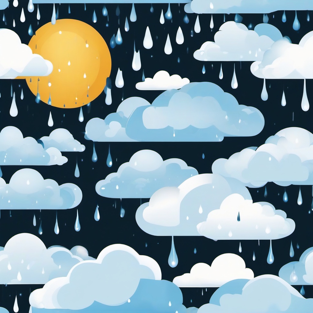 Clouds with rain falling clipart.  vector style illustration, white background