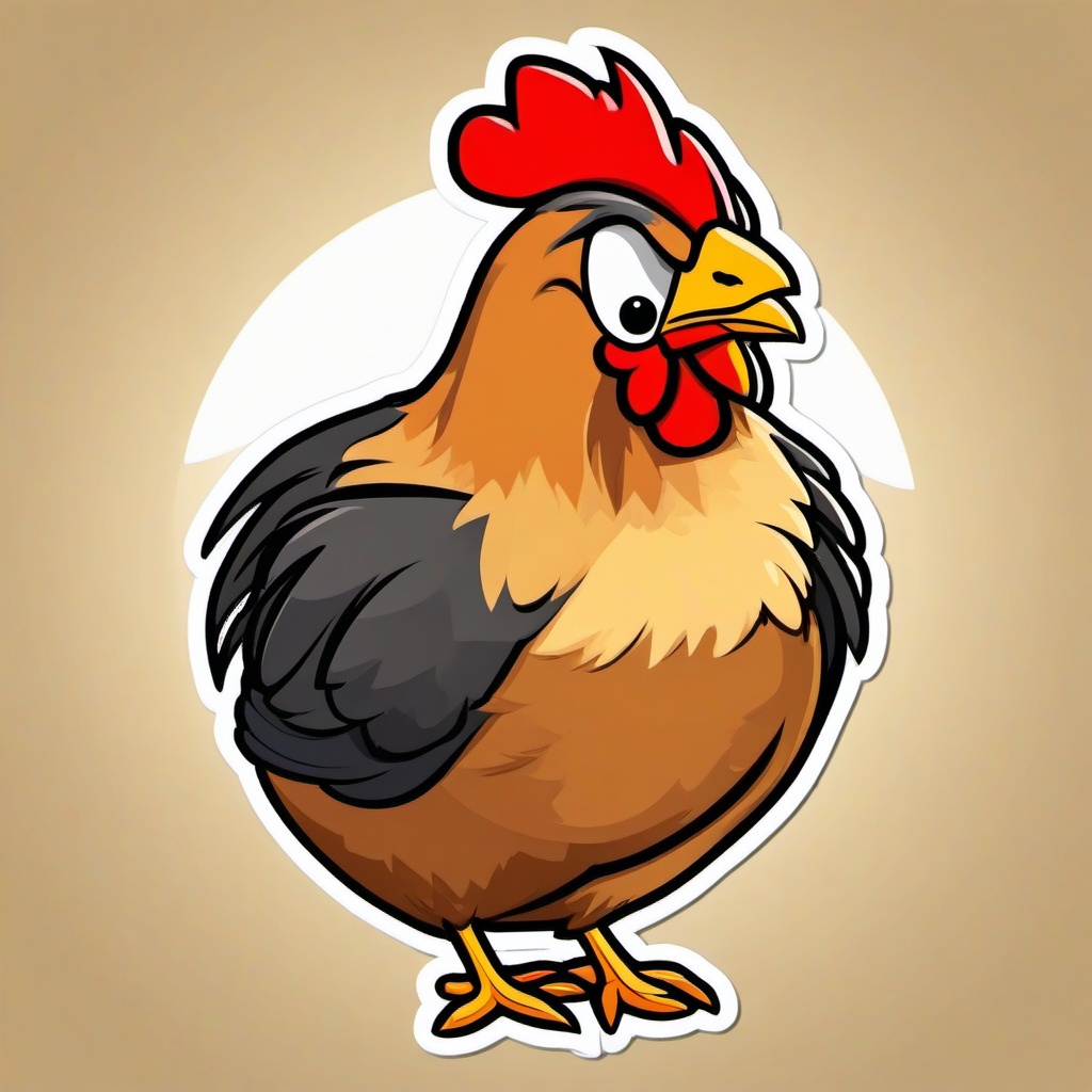 Chicken cartoon - clucking barnyard bird  cartoon sticker style