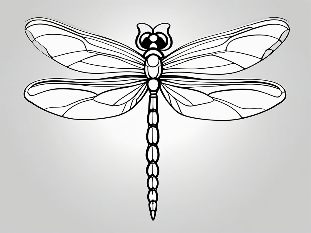 Dragonfly Outline Tattoo - Simplified tattoo featuring the outlined silhouette of a dragonfly.  simple color tattoo,minimalist,white background