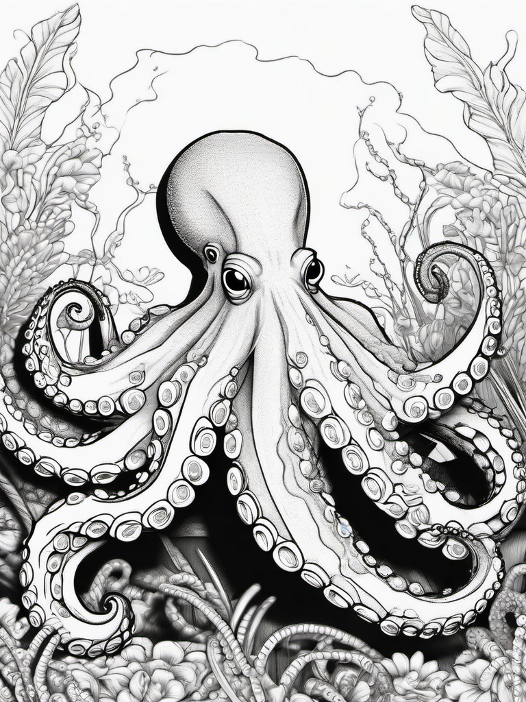 Octopus Coloring Pages - Octopus with a bow tie  simple coloring pages