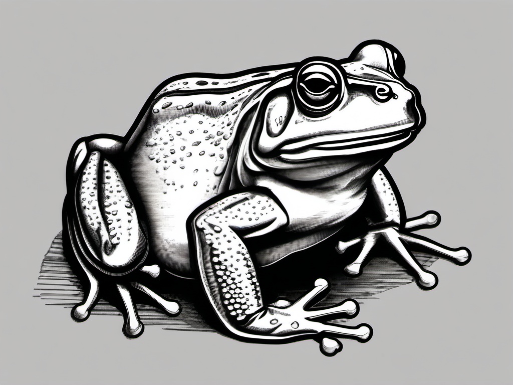 drawing of American bullfrog  minimal rough sketch scribbles,doodles,black and white