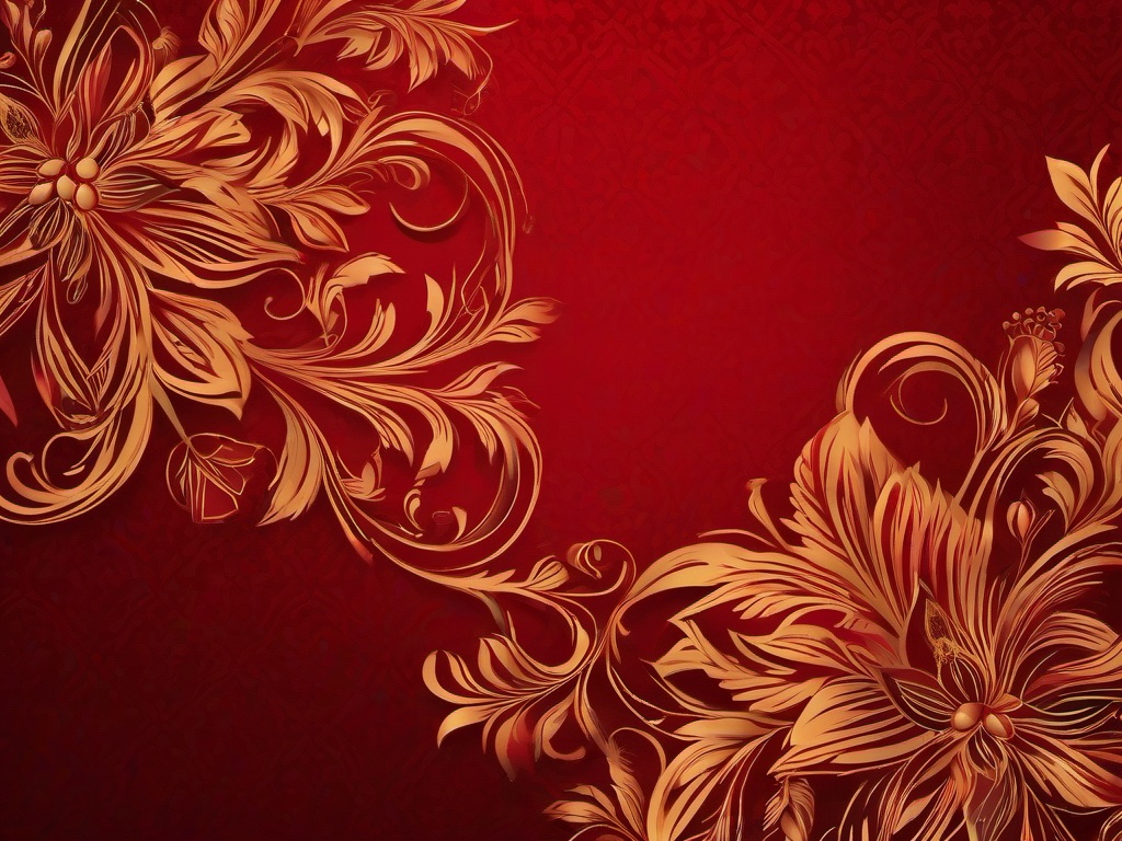 A Red Background-Warm red background with velvet texture and floral accents  background wallpaper